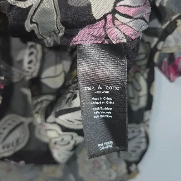 New Rag & Bone Womens Sierra Floral Print Sheer Blouse Silk Blend Size Small - Picture 4 of 4